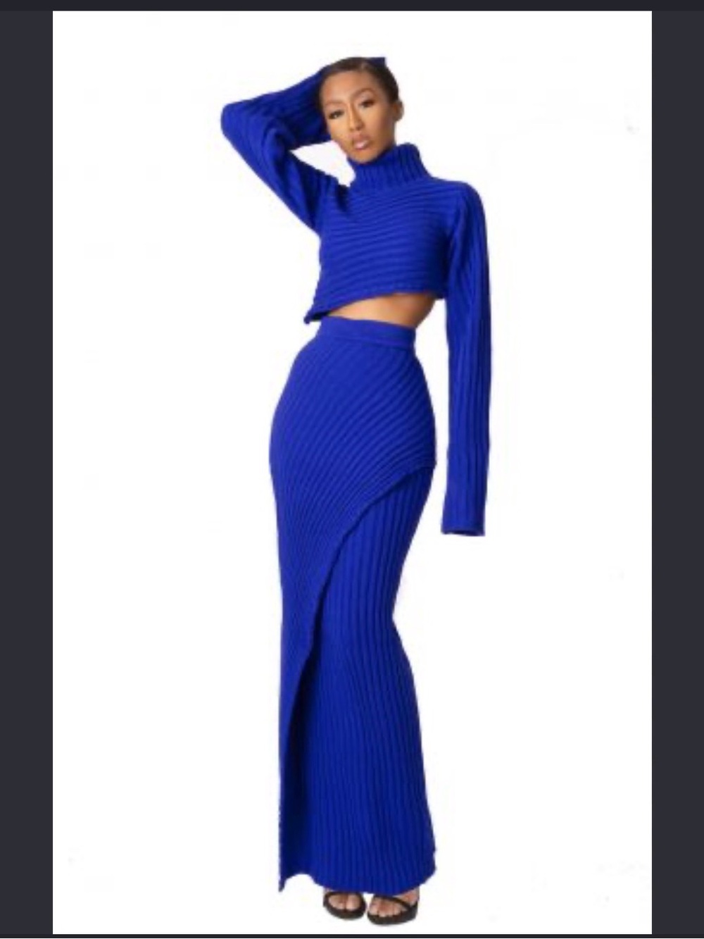 Hanifa Ribbed Maxi Skirt and sweater set 1xl skirt, 2xl top new w tags (skirt)
